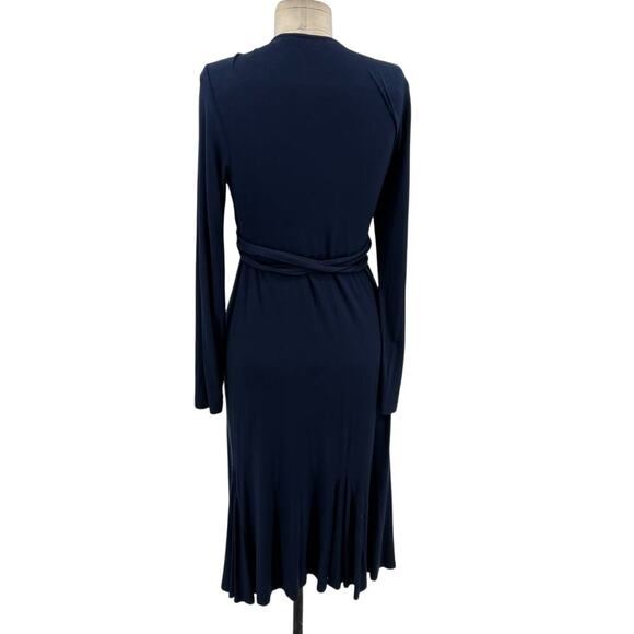 Boden Paris Wrap Dress Long Sleeve Flounce‎ Hem Jersey Navy Blue Size US 8R - Picture 8 of 14